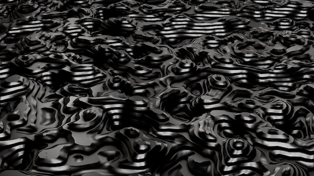 Black metal background with lines 3d illustration