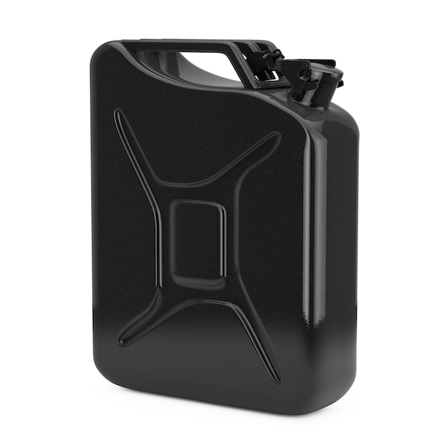 Black Metal Jerrycan with Free Space for Yours Design on a white background. 3d Rendering