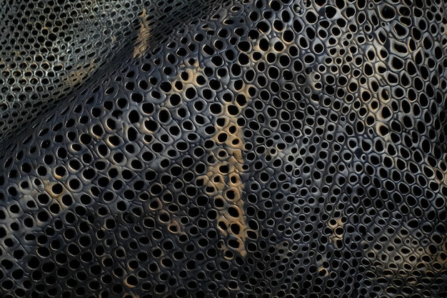 Black metal mesh with holes in the form of a grid Background