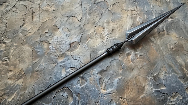 Black Metal Spear on Rough Textured Surface