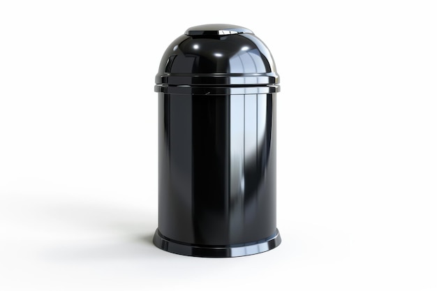 Black Metal Trash Receptacle With Dome Top for Outdoor Use