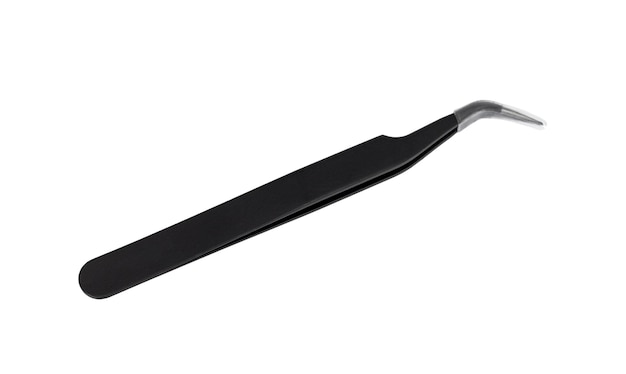 Black metal tweezer with antistatic coating They are used in medicine cosmetology fashion jewelry