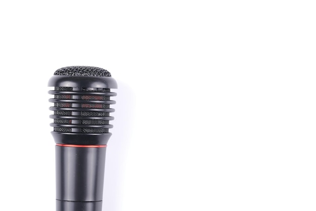 Photo black microphone isolated on white background close up