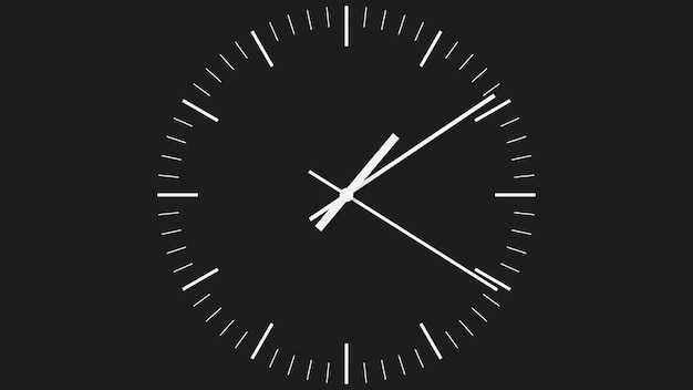 black minimalistic clock dial with white hands