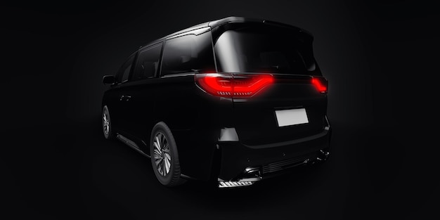 Black Minivan family city car Premium Business Car 3D illustration