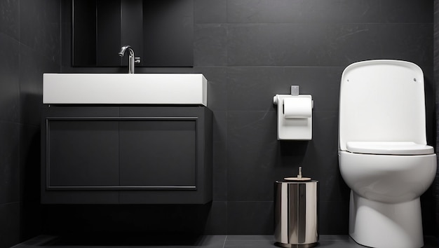 Black Modern luxury toilet room interior