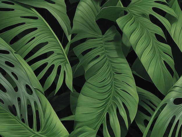 Black monstera leaves background wallpaper