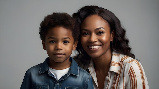 A black mother with her son on mother day