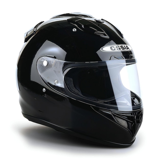 Black motorcycle helmet isolated on white background