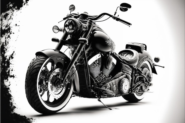 Black motorcycle over white background creative digital painting