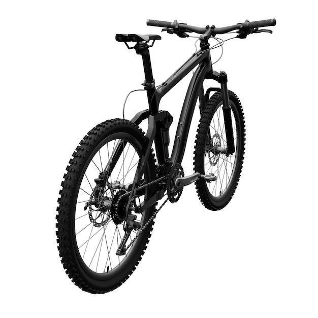 Black mountain bike on an isolated white background 3d rendering