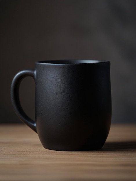 a black mug with a handle