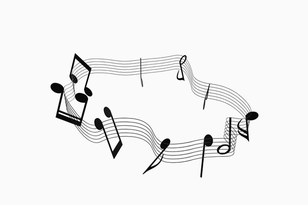 Photo black music notes with white background 3d rendering