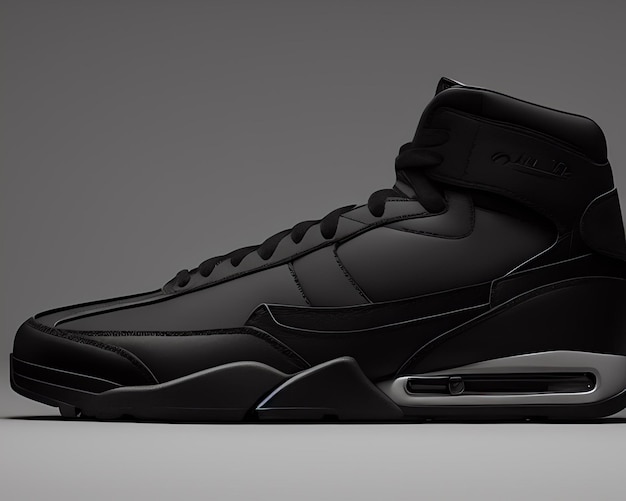 A black nike air max shoe with a black sole.