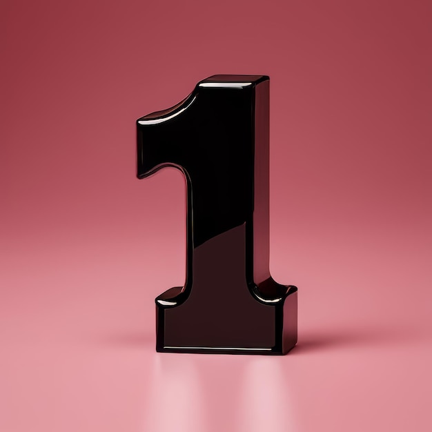 a black number 1 on a pink background