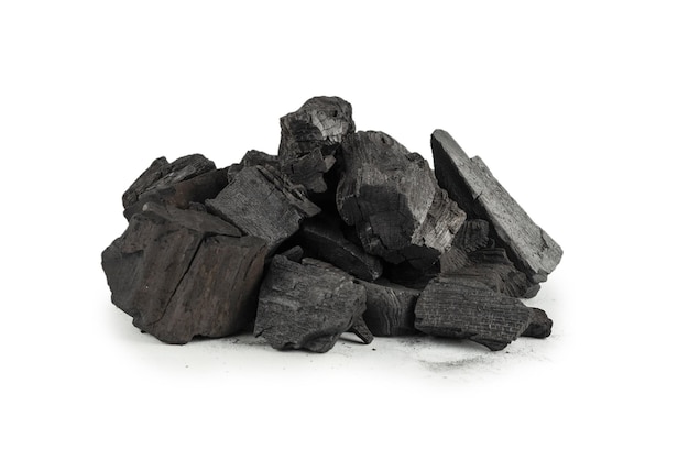 Black oak coal isolated on a white background