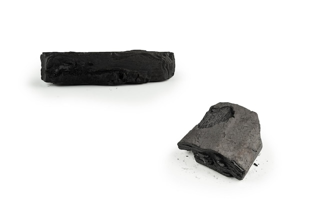 Black oak coal isolated on a white background