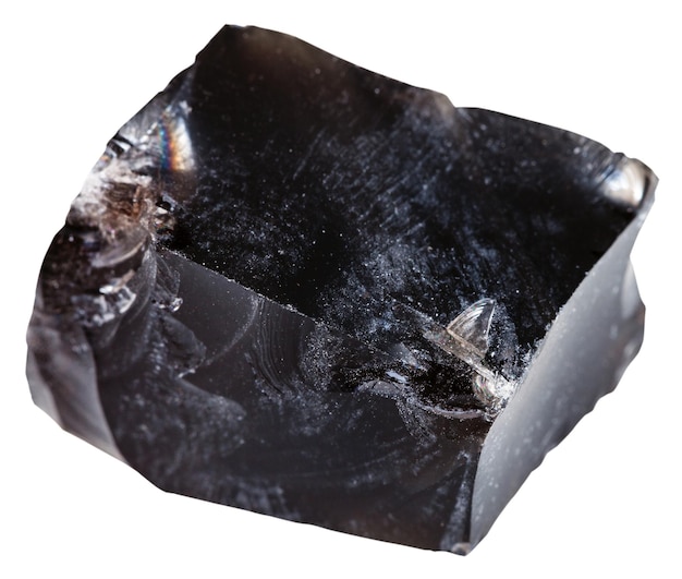 Black obsidian volcanic glass mineral isolated