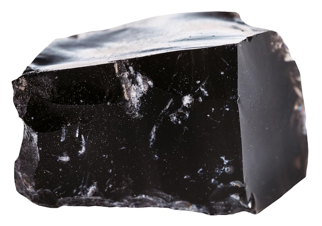 Black obsidian volcanic glass stone isolated