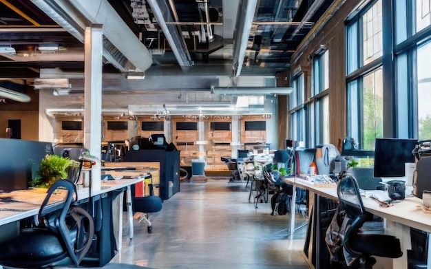 Black office interior