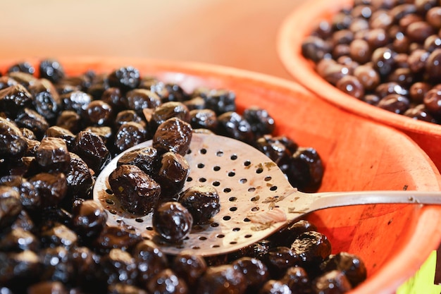 Black olives in a bowl