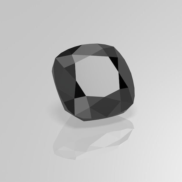 Black onyx gemstone cushion square 3D render