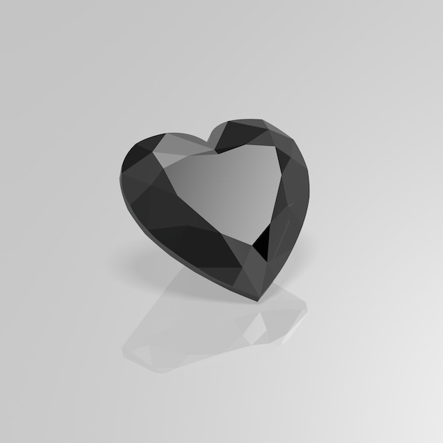 Black onyx gemstone heart 3D render