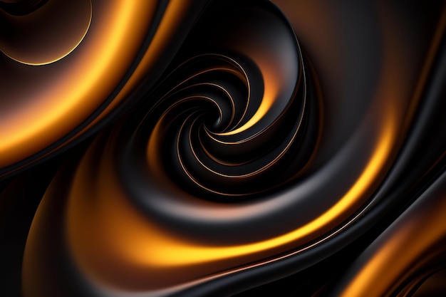 Black and orange abstract background with a spiral design.