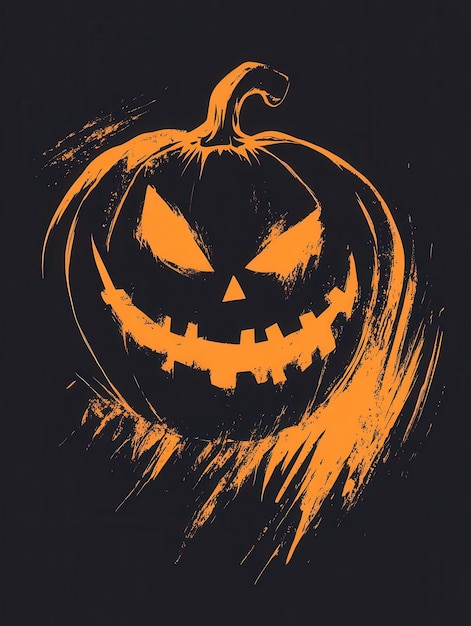 Photo a black and orange poster with a pumpkin on it