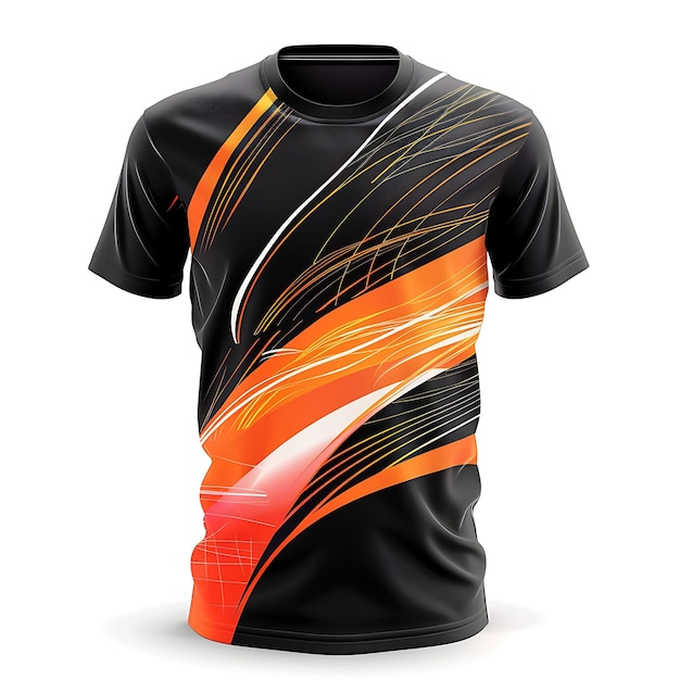 a black and orange shirt with orange and black stripes on it