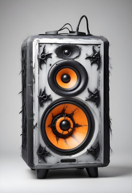 Photo a black and orange speaker with a black and orange face