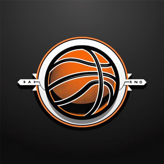 Black Orange and White Circular Modern Basketball Club Logo Design with Club Name and Tagline