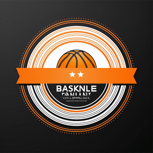 Photo black orange and white circular modern basketball club logo design with club name and tagline