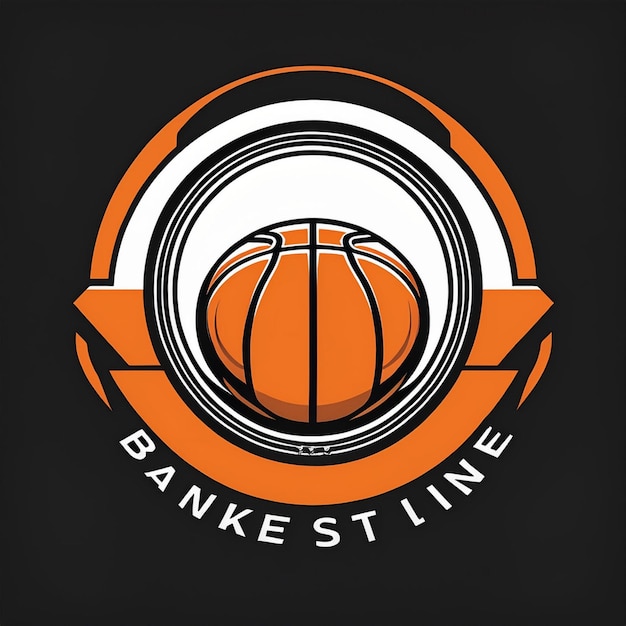 Black Orange and White Circular Modern Basketball Club Logo Design with Club Name and Tagline