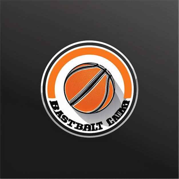 Photo black orange and white circular modern basketball club logo design with club name and tagline