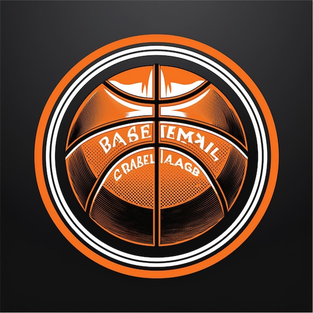 Black Orange and White Circular Modern Basketball Club Logo Design with Club Name and Tagline