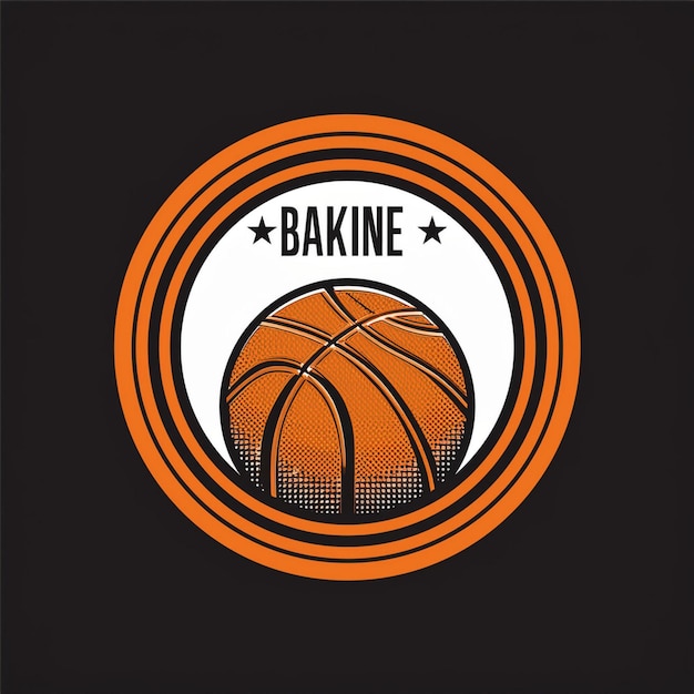 Black Orange and White Circular Modern Basketball Club Logo Design with Club Name and Tagline