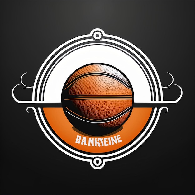 Photo black orange and white circular modern basketball club logo design with club name and tagline