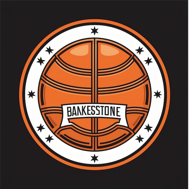 Photo black orange and white circular modern basketball club logo design with club name and tagline