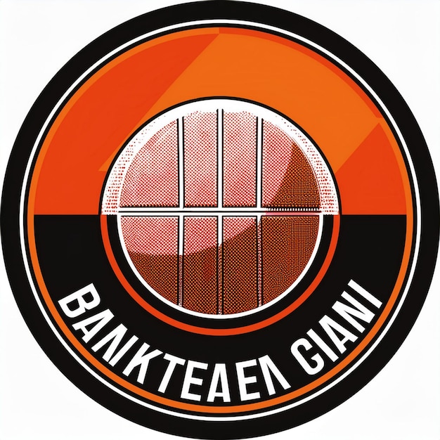 Photo black orange and white circular modern basketball club logo design with club name and tagline