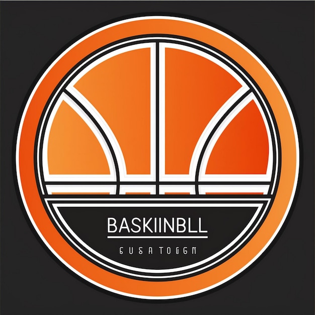 Photo black orange and white circular modern basketball club logo design with club name and tagline