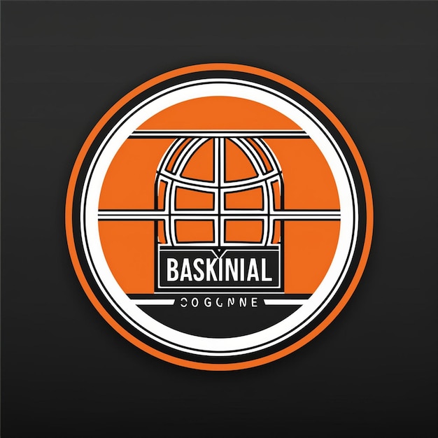 Photo black orange and white circular modern basketball club logo design with club name and tagline