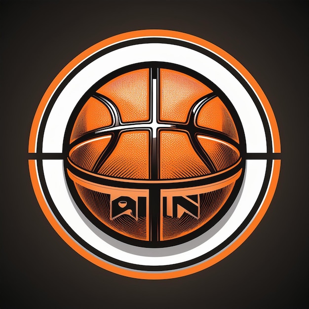 Black Orange and White Circular Modern Basketball Club Logo Design with Club Name and Tagline