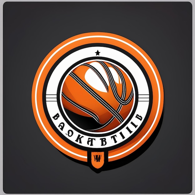 Black Orange and White Circular Modern Basketball Club Logo Design with Club Name and Tagline