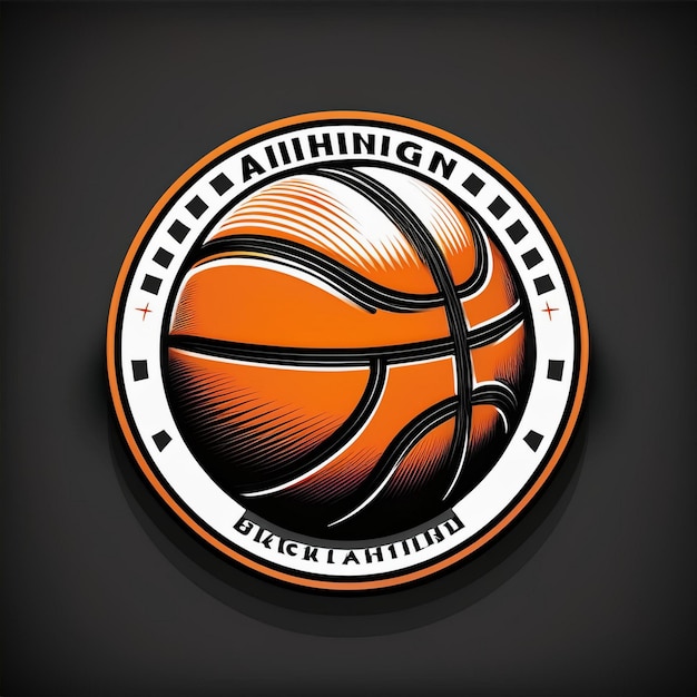 Black Orange and White Circular Modern Basketball Club Logo Design with Club Name and Tagline