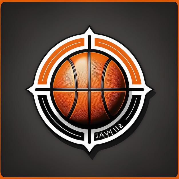 Black Orange and White Circular Modern Basketball Club Logo Design with Club Name and Tagline