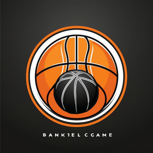 Photo black orange and white circular modern basketball club logo design with club name and tagline