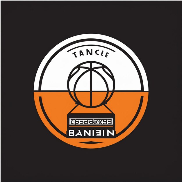 Photo black orange and white circular modern basketball club logo design with club name and tagline