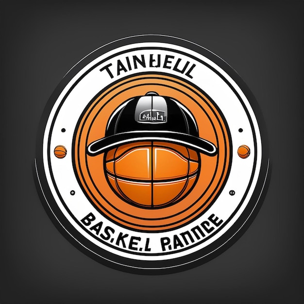 Photo black orange and white circular modern basketball club logo design with club name and tagline