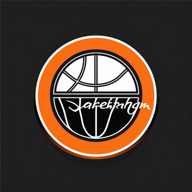 Photo black orange and white circular modern basketball club logo design with club name and tagline